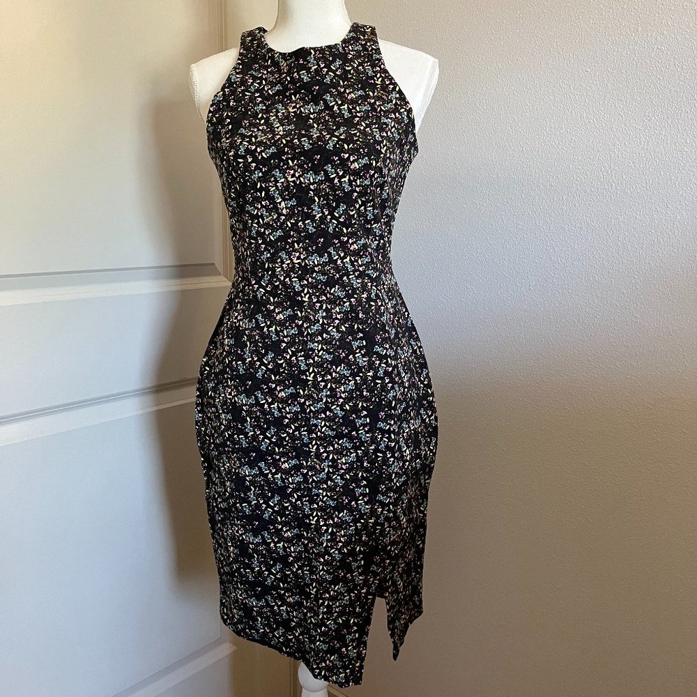 Banana Republic Black Floral Print Body Con Dress - Size 8